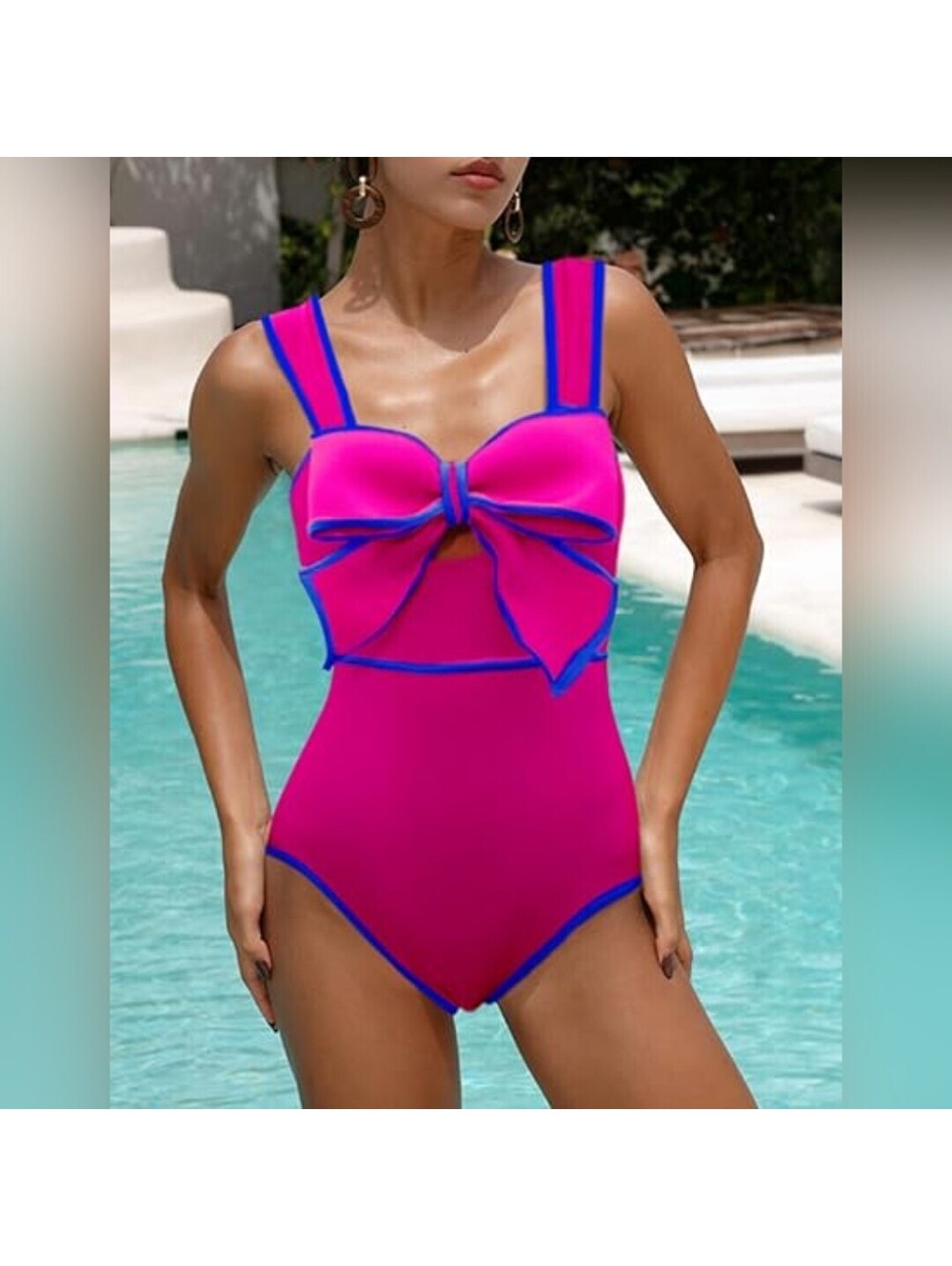 NWOT FLAXMAKER One Piece Bow-tie Cutout Tummy Control Swimsuit, Large (8-10) - Picture 2 of 7
